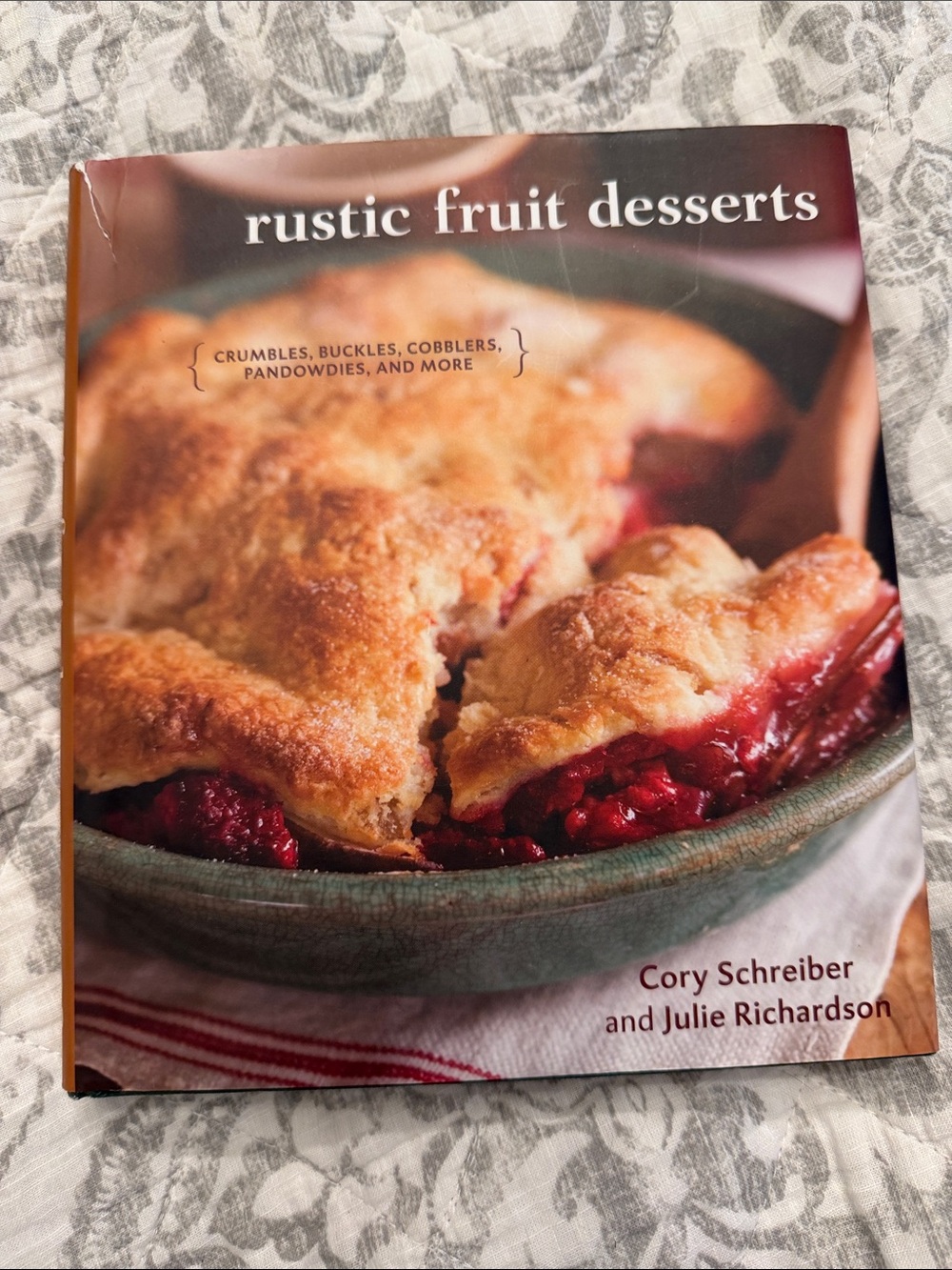 Rustic Fruit Desserts Cookbook by Cory Schreiber - Red and Cream Cover